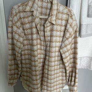 LA MIEL Cream and Tan Textured Shirt